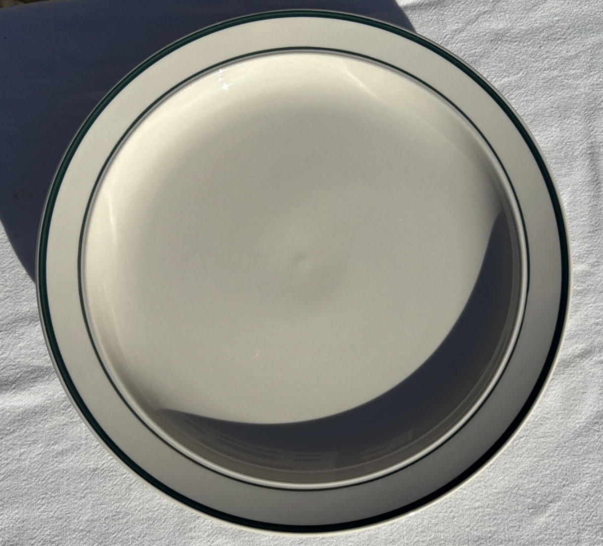 Made in China Stoneware Dark 2 Green Bands 10 1/8th” Dinner Plate(s) VGUC