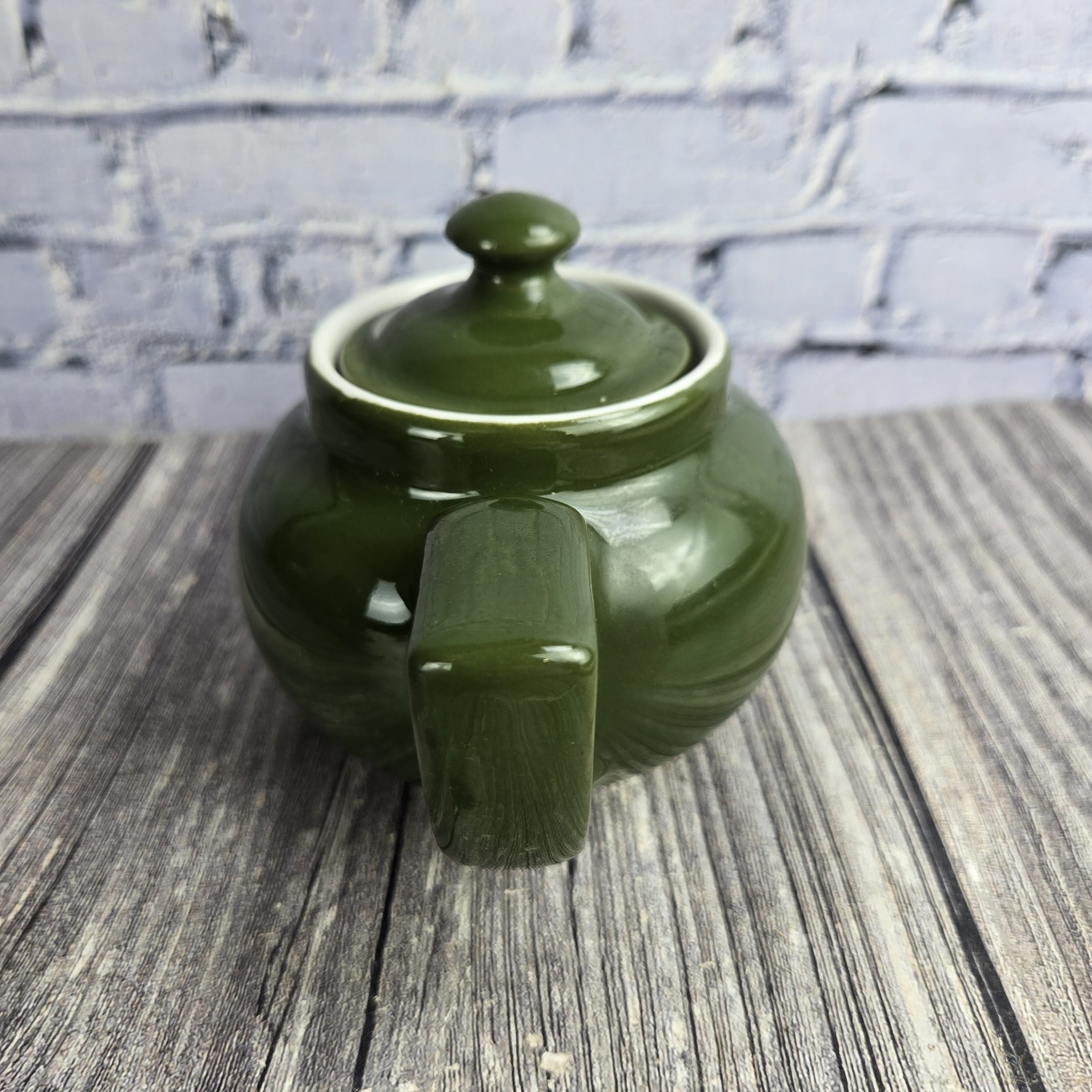 Vintage Dark Green Glazed 4″ Tall 1 Cup Personal Teapot