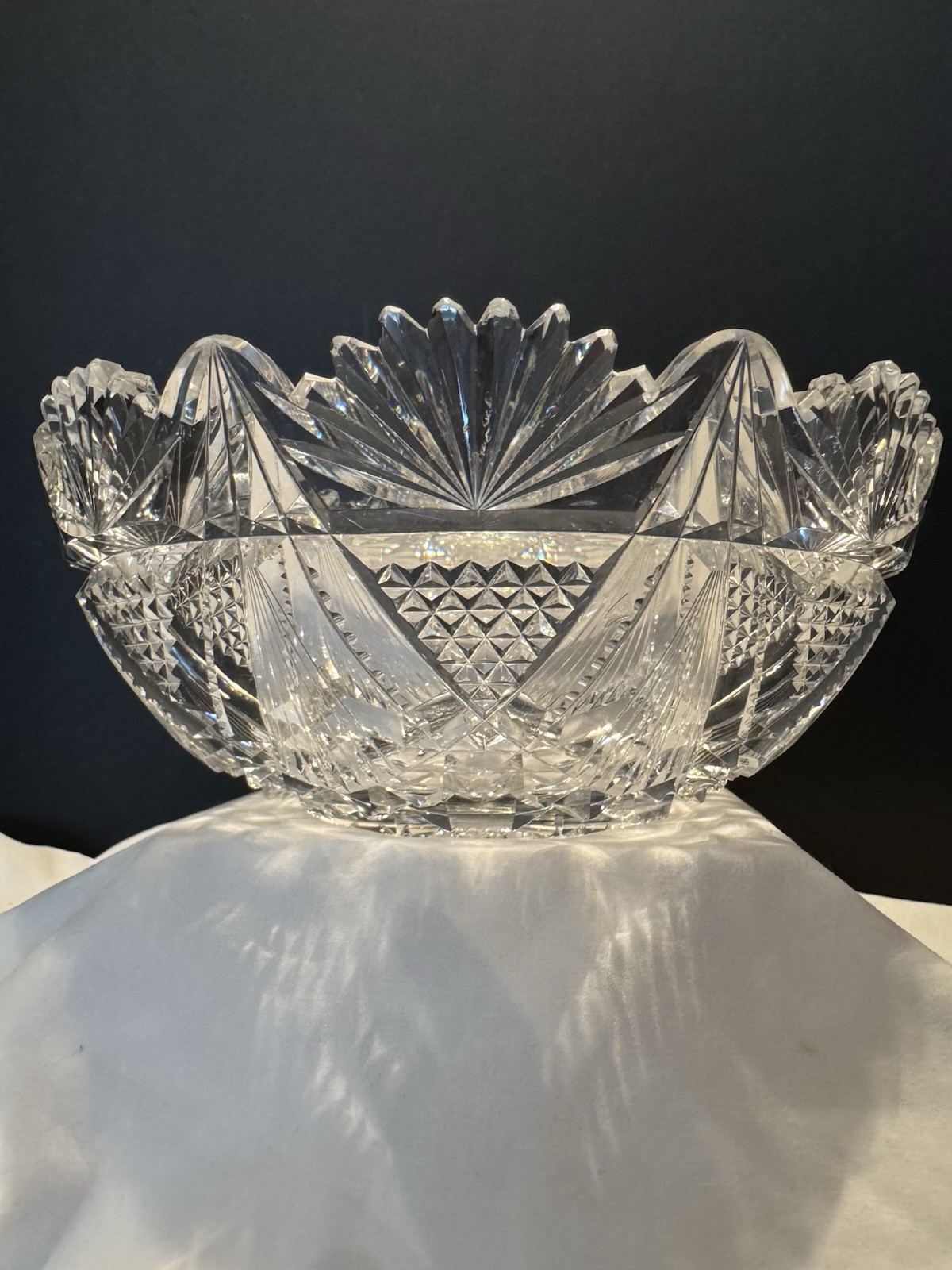 9” American Brilliant Period Crystal Glass Cut Bowl