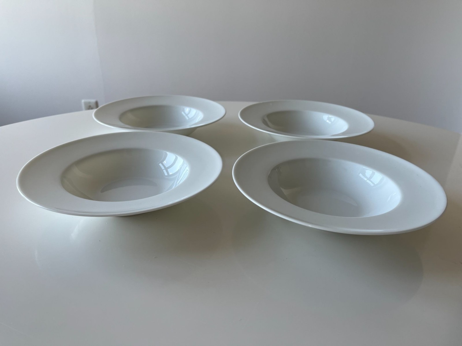 Set of 4 Raynaud Limoges Menton Collection White Rim Plate Deep Soup Pasta NEW