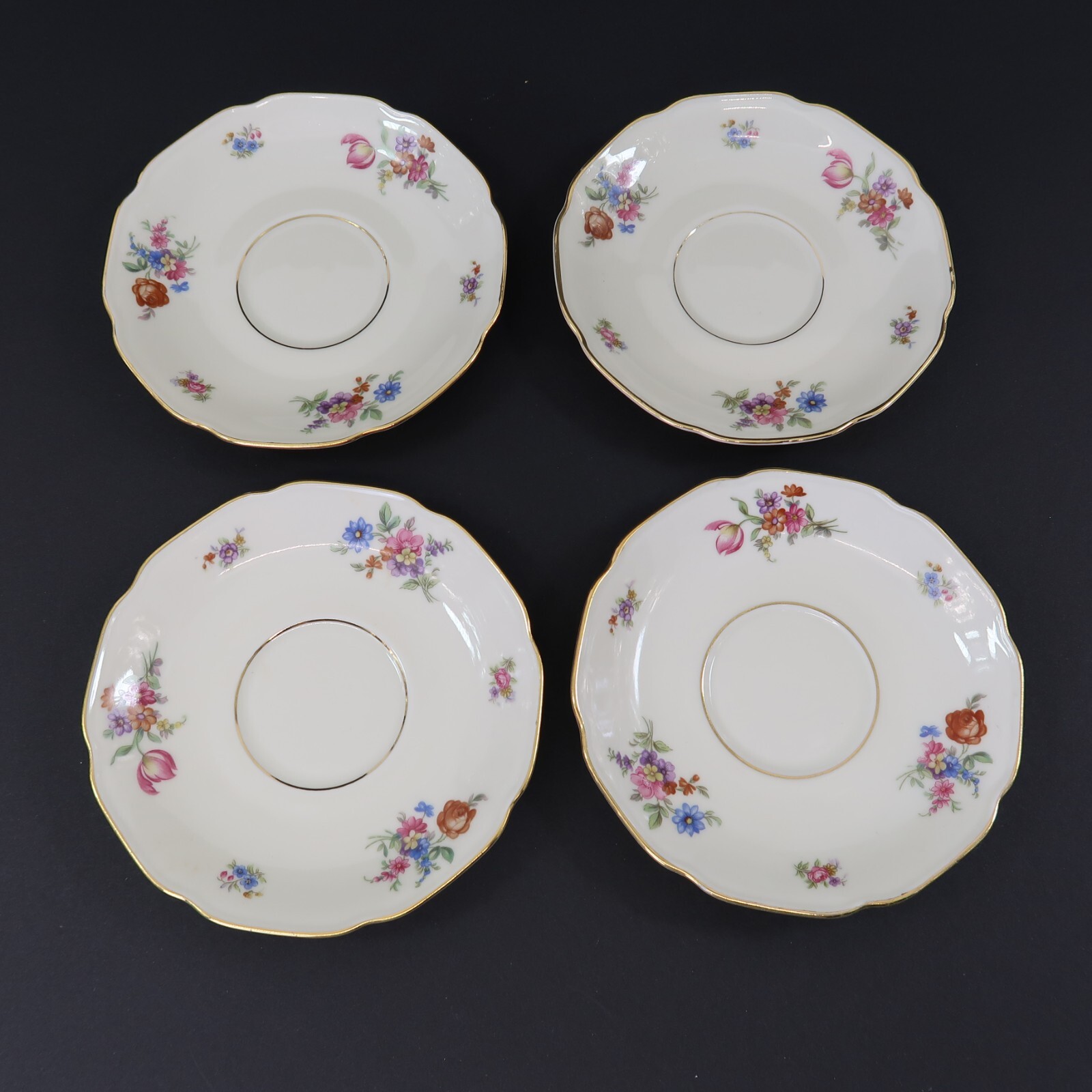 TIRSCHENREUTH Bavaria Set of 4 Tea cup Plates Floral China 5.5 inch