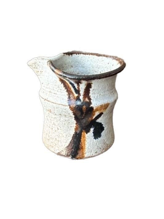Hand-Thrown Signed Studio Pottery Creamer Pitcher Oatmeal Speckled Glaze