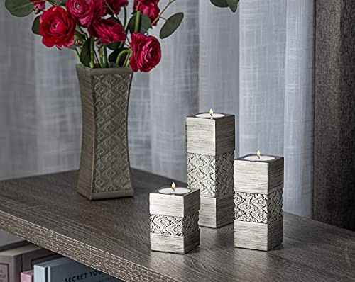 Tealight Candle Holder Set of 3 – Centerpiece for Living Room and Dining Room