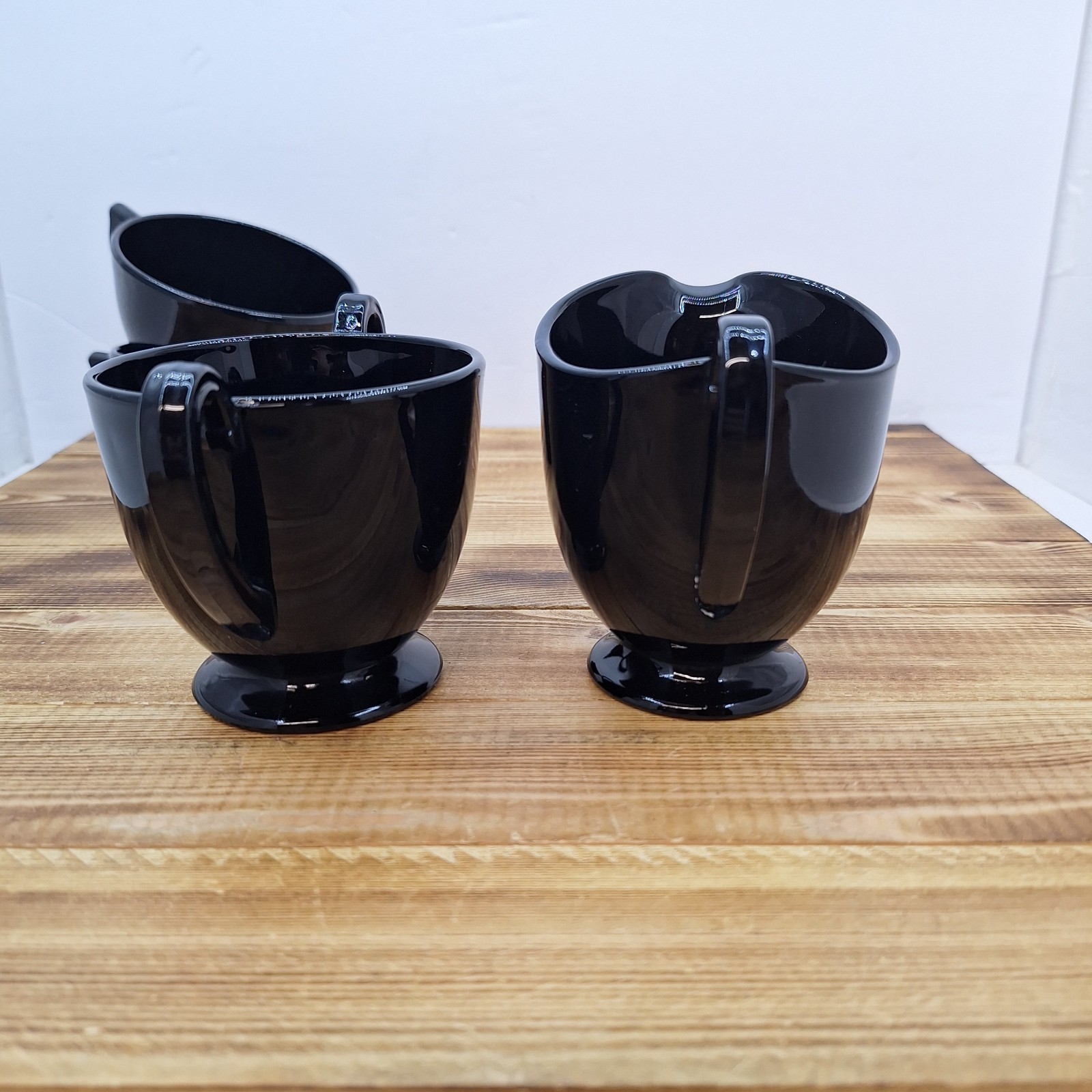 Vintage Black Amethyst Open Sugar And Creamer Set W/ 2 Cups 4pc Lot