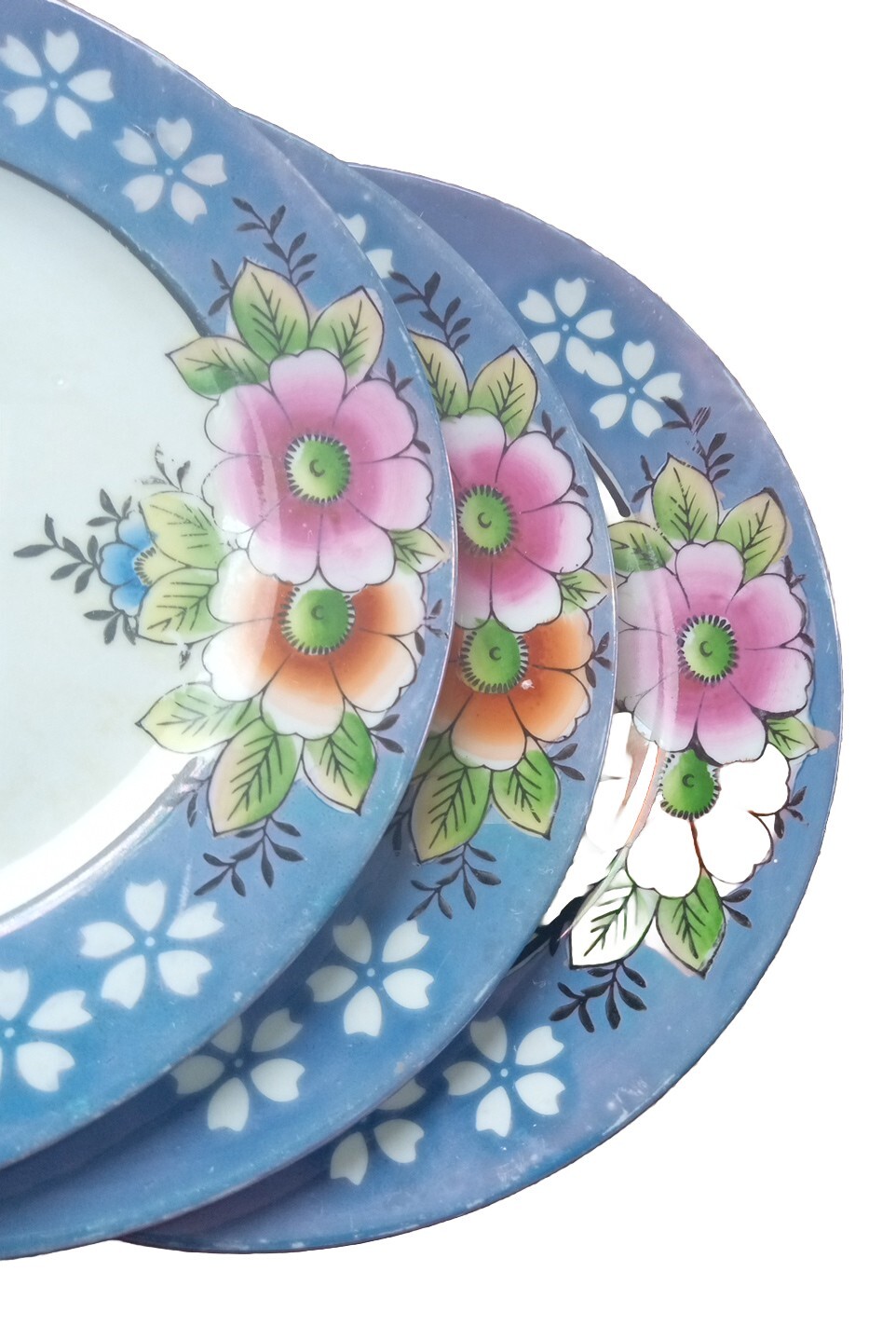 RS Made in Japan Multicolor Flowers side plates 7 1/4″ Set Of 3