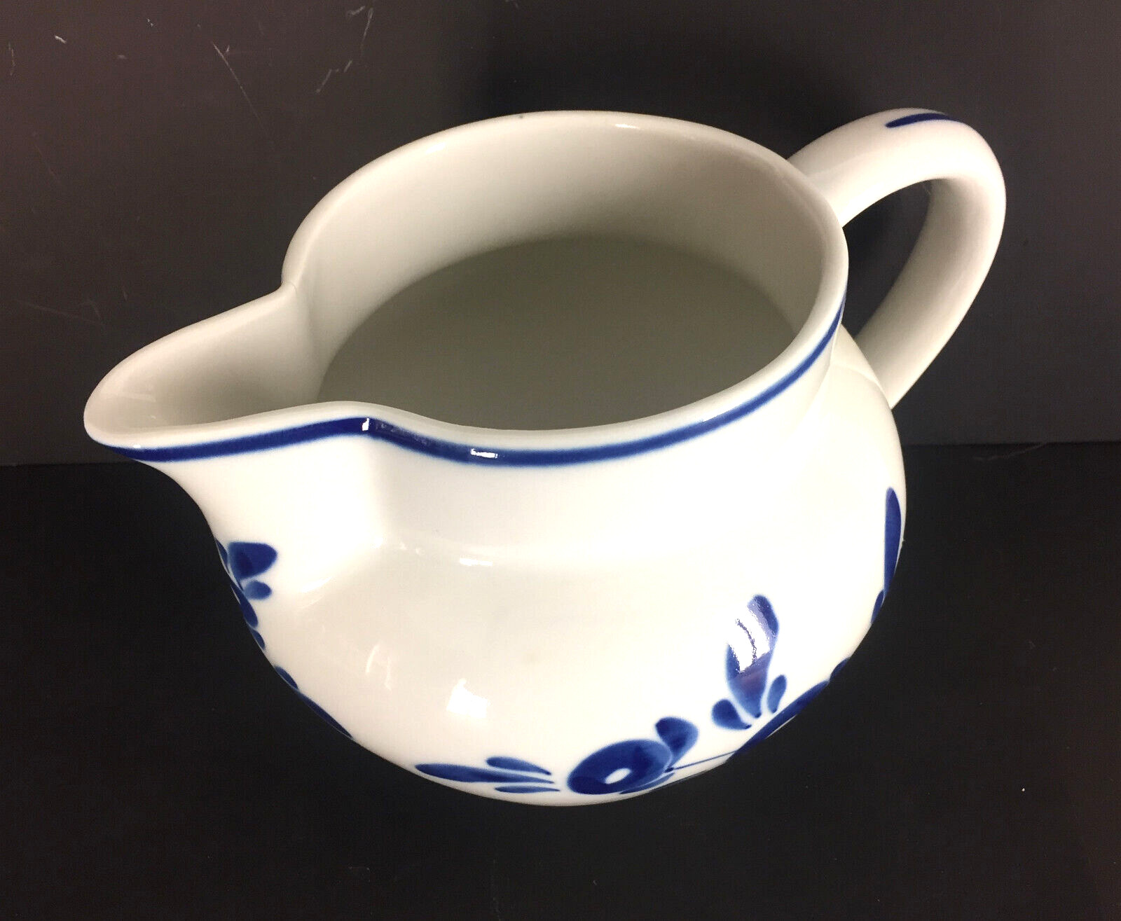 Vintage Portuguese Floral Pitcher 5 1/2 X 8 1/2 inches Hand painted