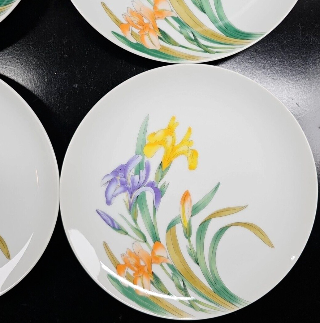 6 Shafford Jardin Des Iris Salad Plate Set Vintage Floral Dishes Japan Retro Lot