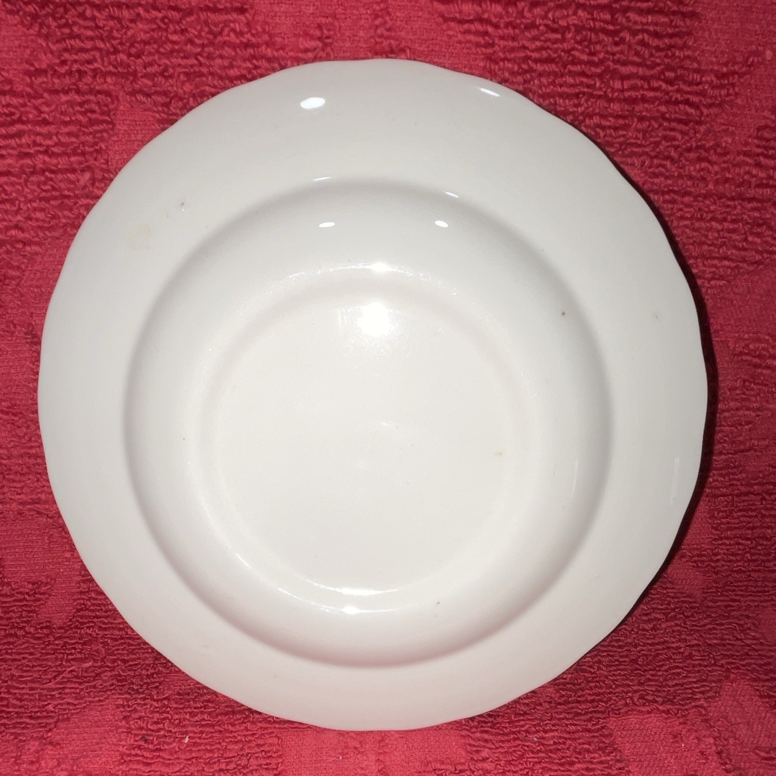 White Multicolor Floral Ceramic Round Plate 6.25in Glossy Scalloped Rim