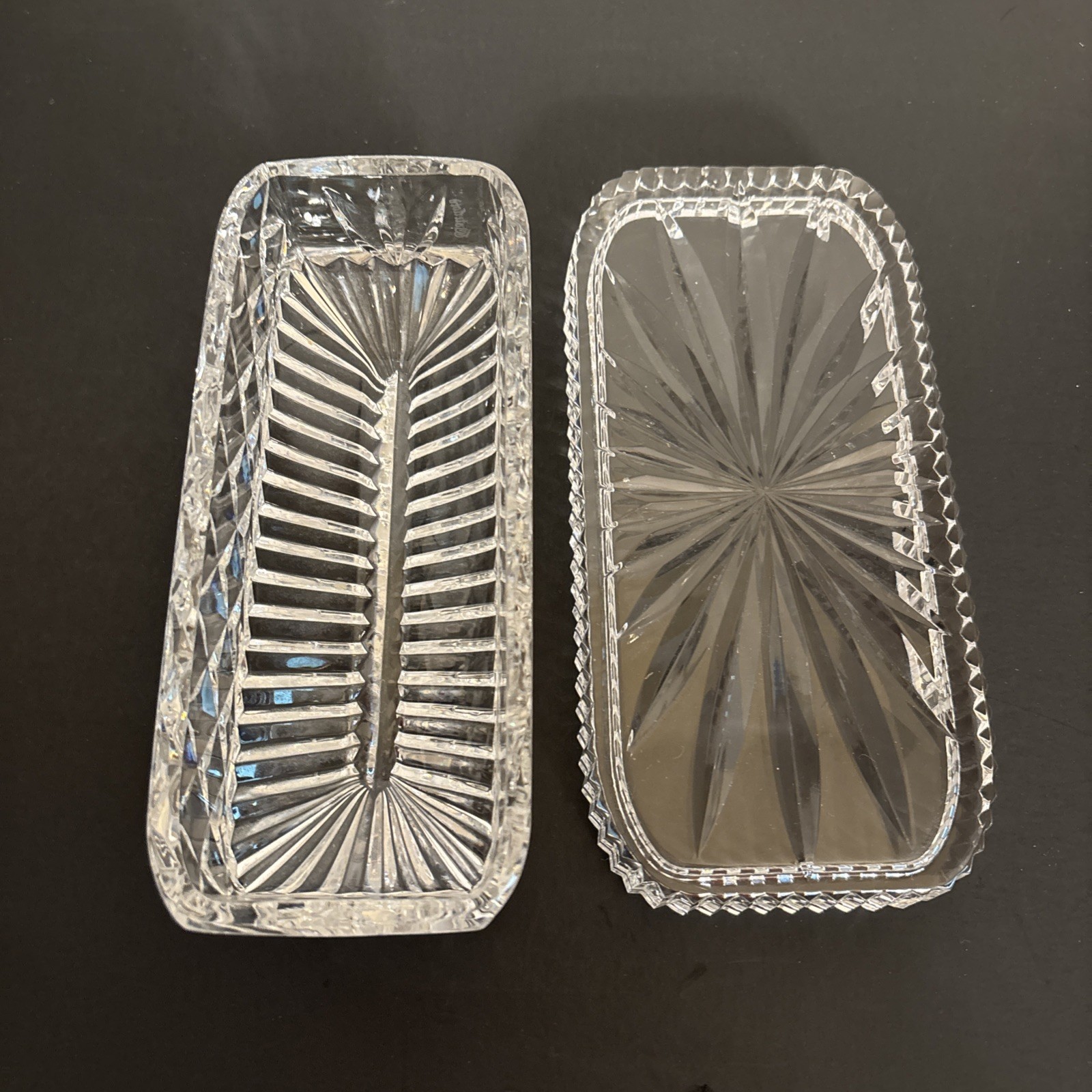 WATERFORD CRYSTAL 1/4 LB POUND STICK COVERED BUTTER DISH DISCONTINUED PATTERN