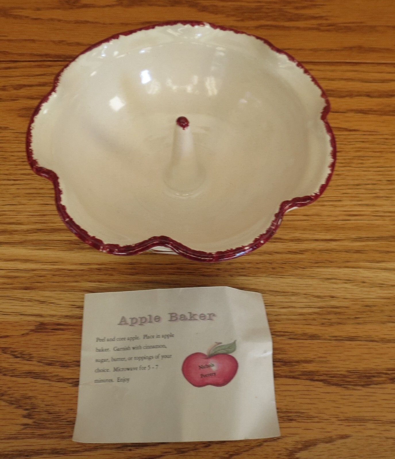 Art Pottery Apple Baker Nichols Studio NC Signed 2001 God Bless You Handmade