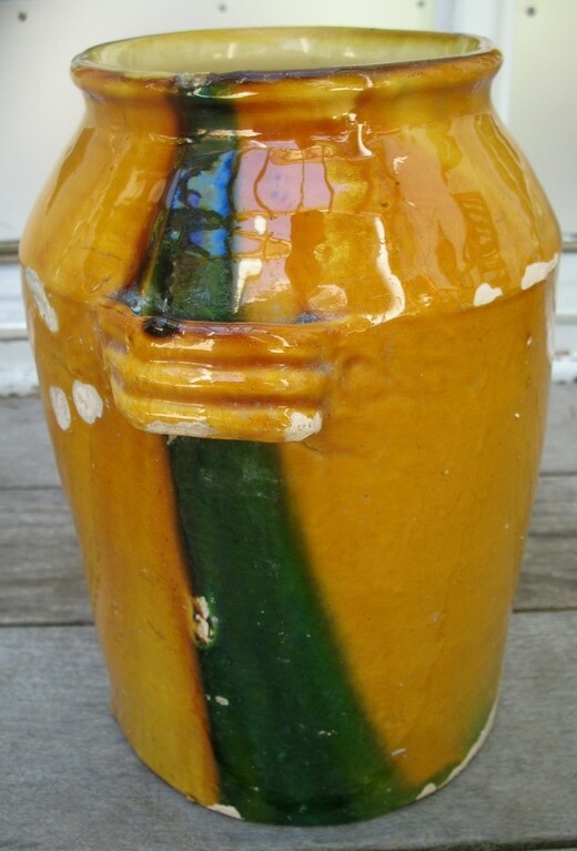 French Antique Confit Pottery Earthenware Green Glazed Pitcher CHRISTMAS SALE