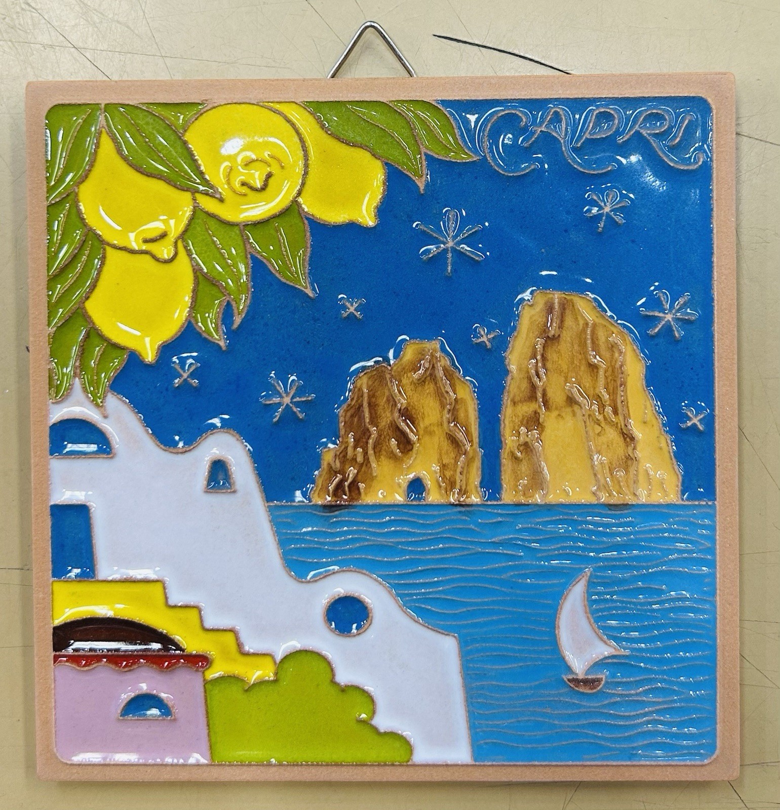 Vietri Ceramics 4×4’’ Capri Tile Made/painted by hand in Italy