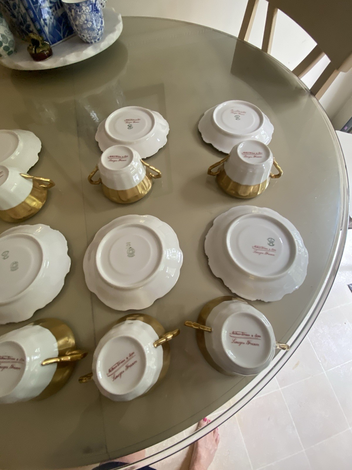 Vintage China Nathan Straus & Sons LS&S-Limoges FR Snowflake Pattern Gold Leaf