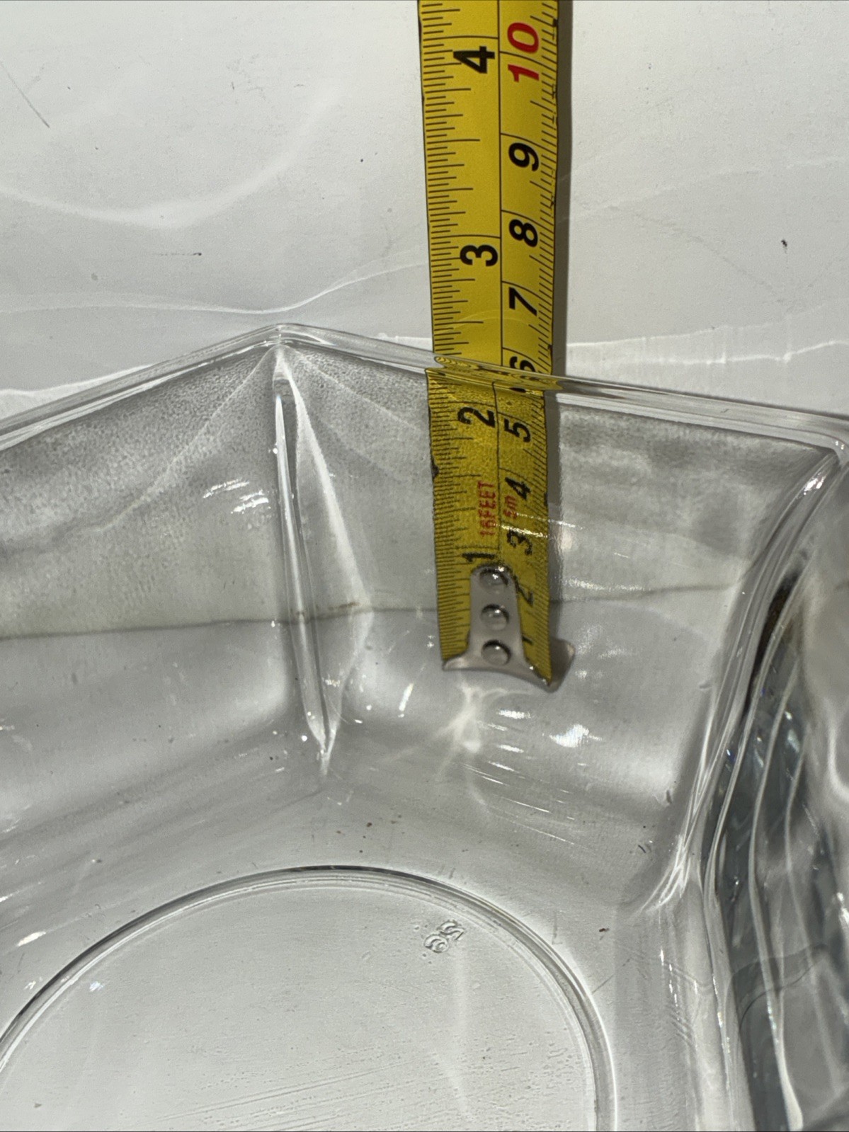 Vintage Clear Glass Hexagon Serving Bowl 7x6x2.5 Six Sided Salad Bowl Candy Dish