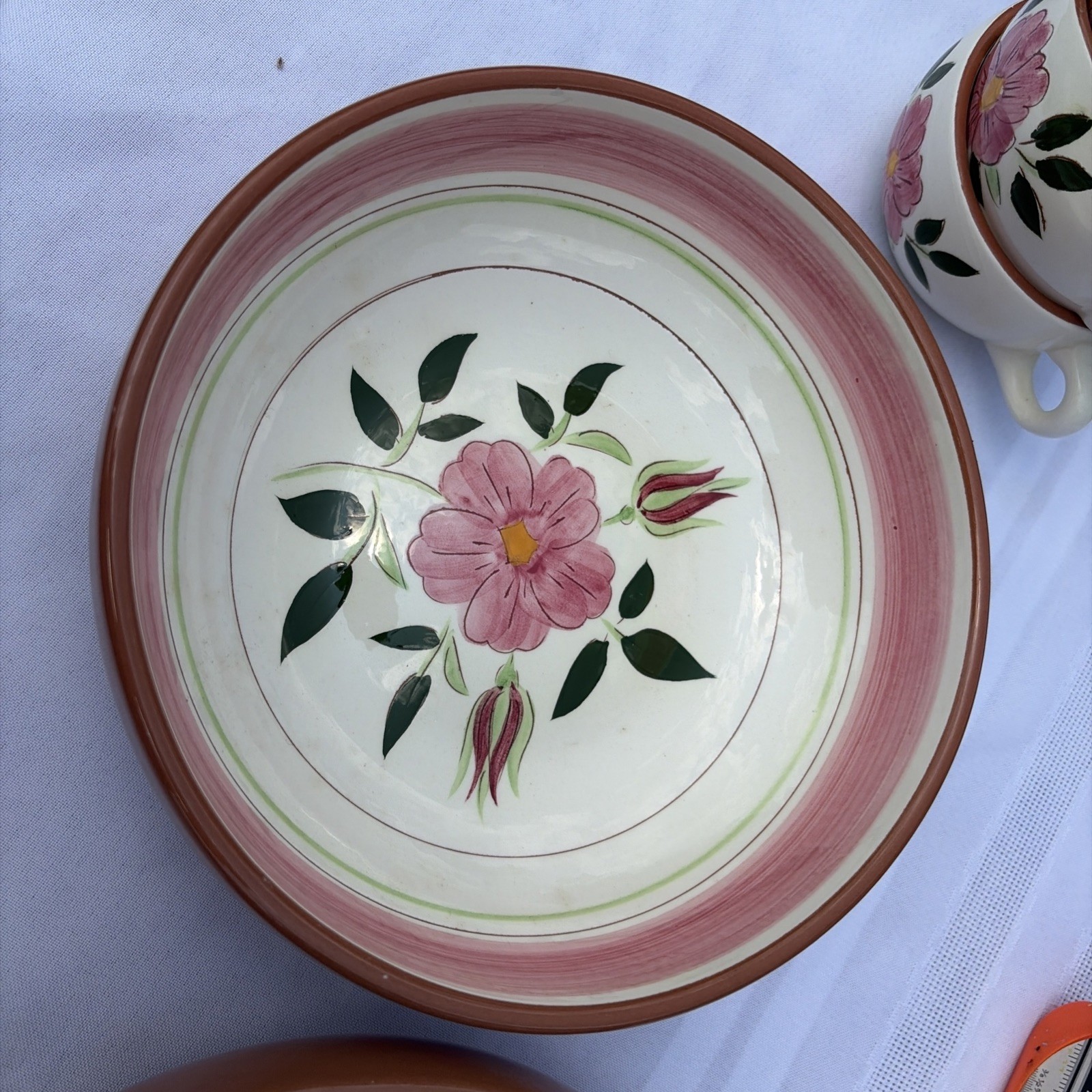 Set of 2 Stangl Wild Rose Pink Flower 7 7/8″ Cereal / Soup Bowls – Very Good!