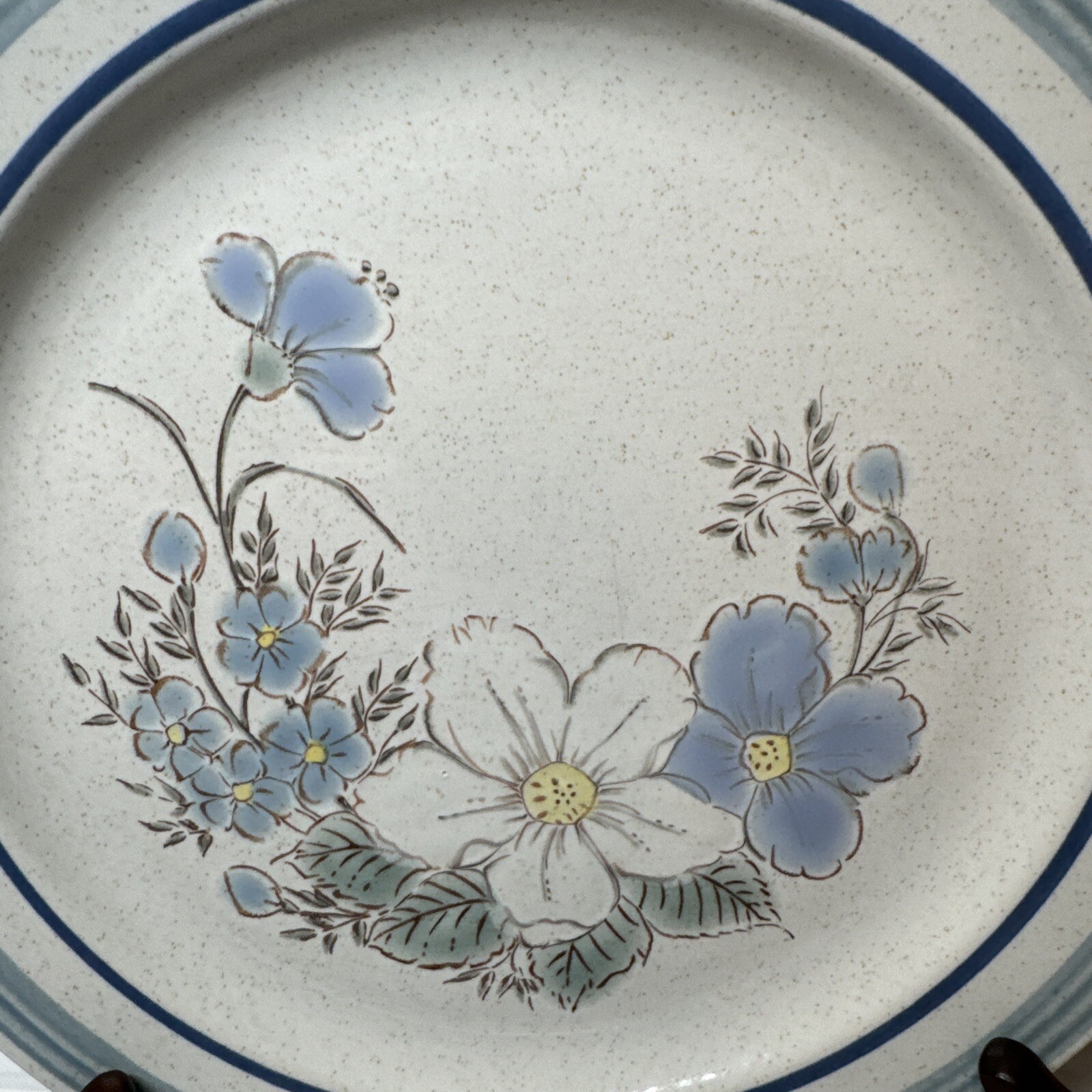 VTG Mount Clemens Pottery Dessert Plate Stoneware Fashion Blue Whisper Floral