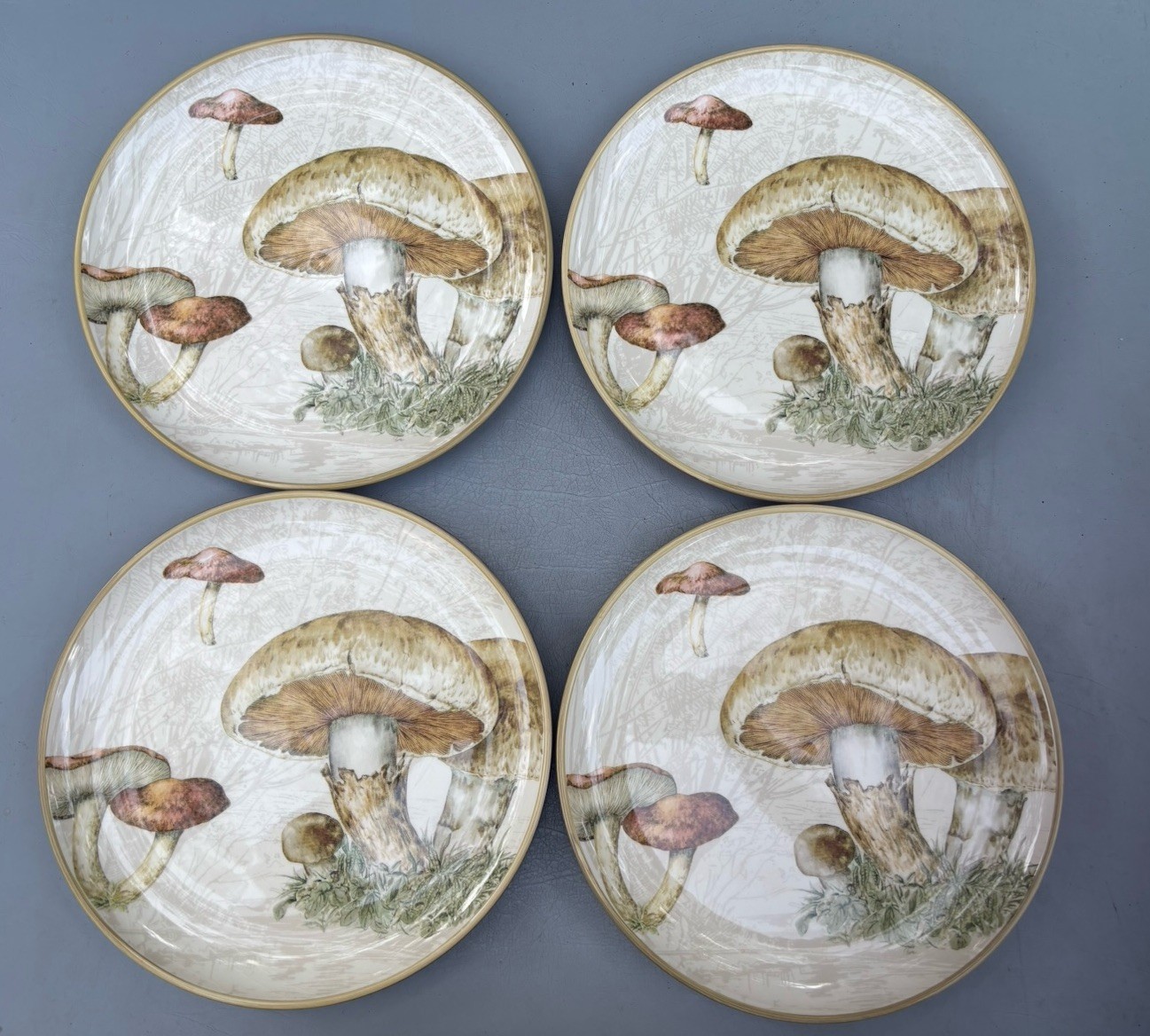 ❤️(4) WILLIAM SONOMA HARVEST BOTANICAL MUSHROOM SERVING/PASTA BOWLS 9” NWOB!