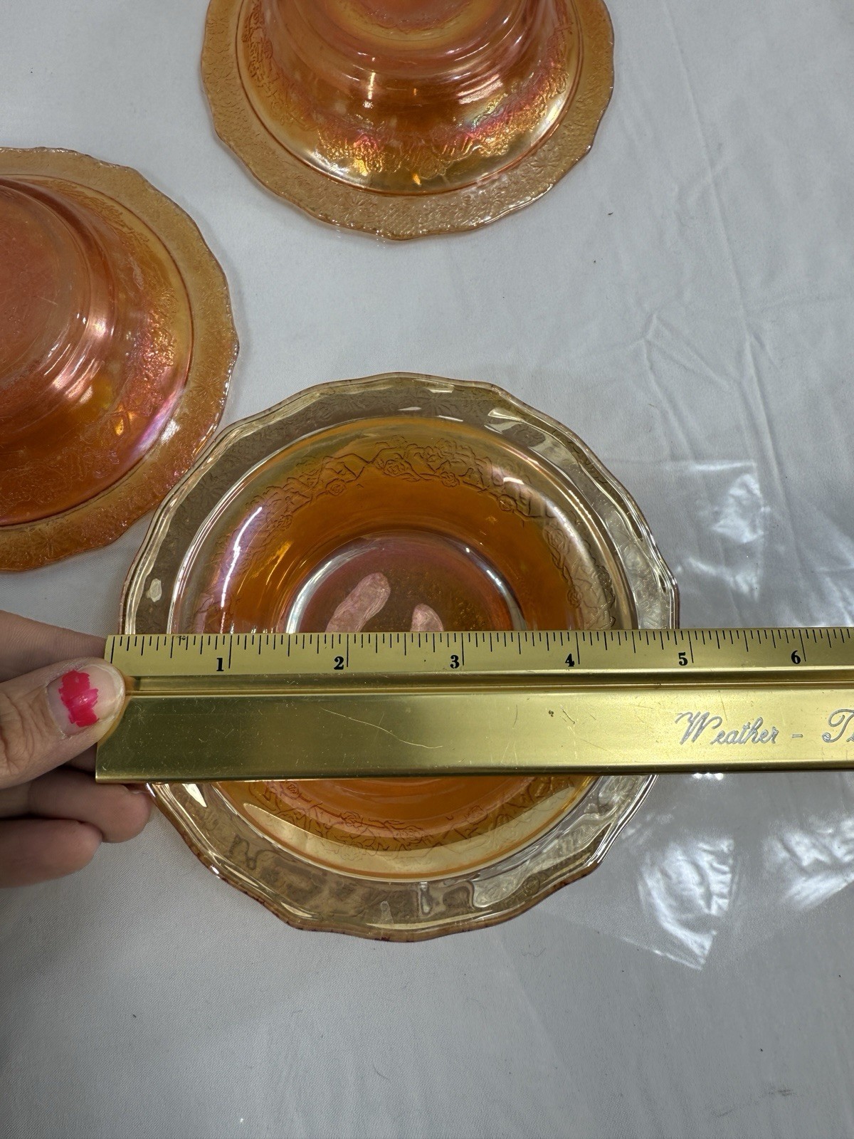 Vintage Marigold Orange Carnival Glass Bowls 5” Diameter 1” Depth Set Of 5
