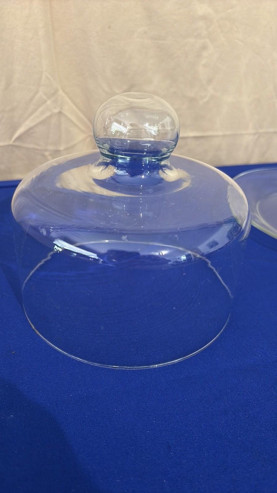 Vintage Arcoroc France Clear Glass Cheese Dome and Round Platter Set