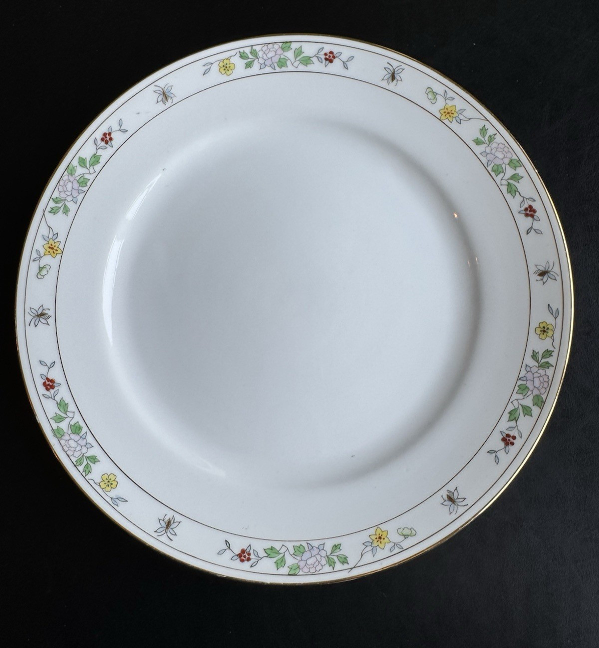 Noritake N1611 Field Japan (6) Dinner Plates Flowers Bees Rare Gold Hand Painted