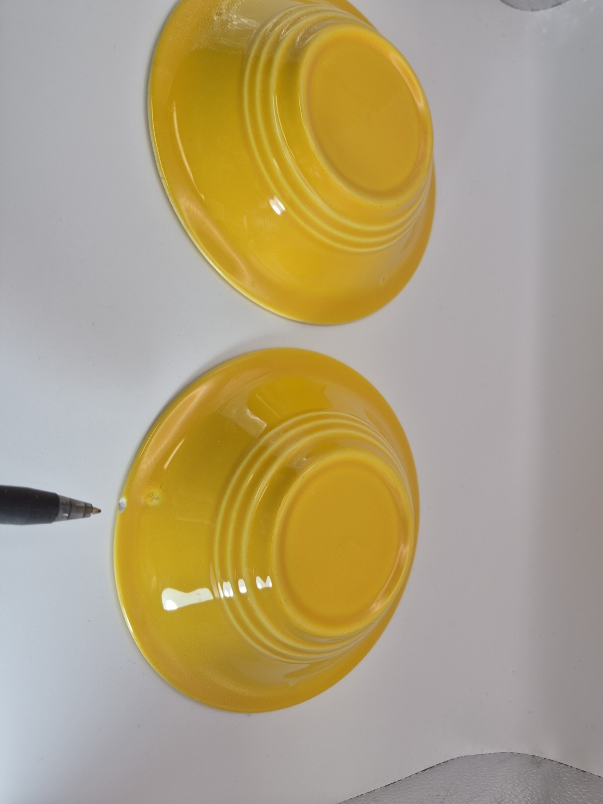 4 Vintage Ceramic Primary Stoneware Bowls Unmarked ~Cobalt Blue ~Green ~Yellow