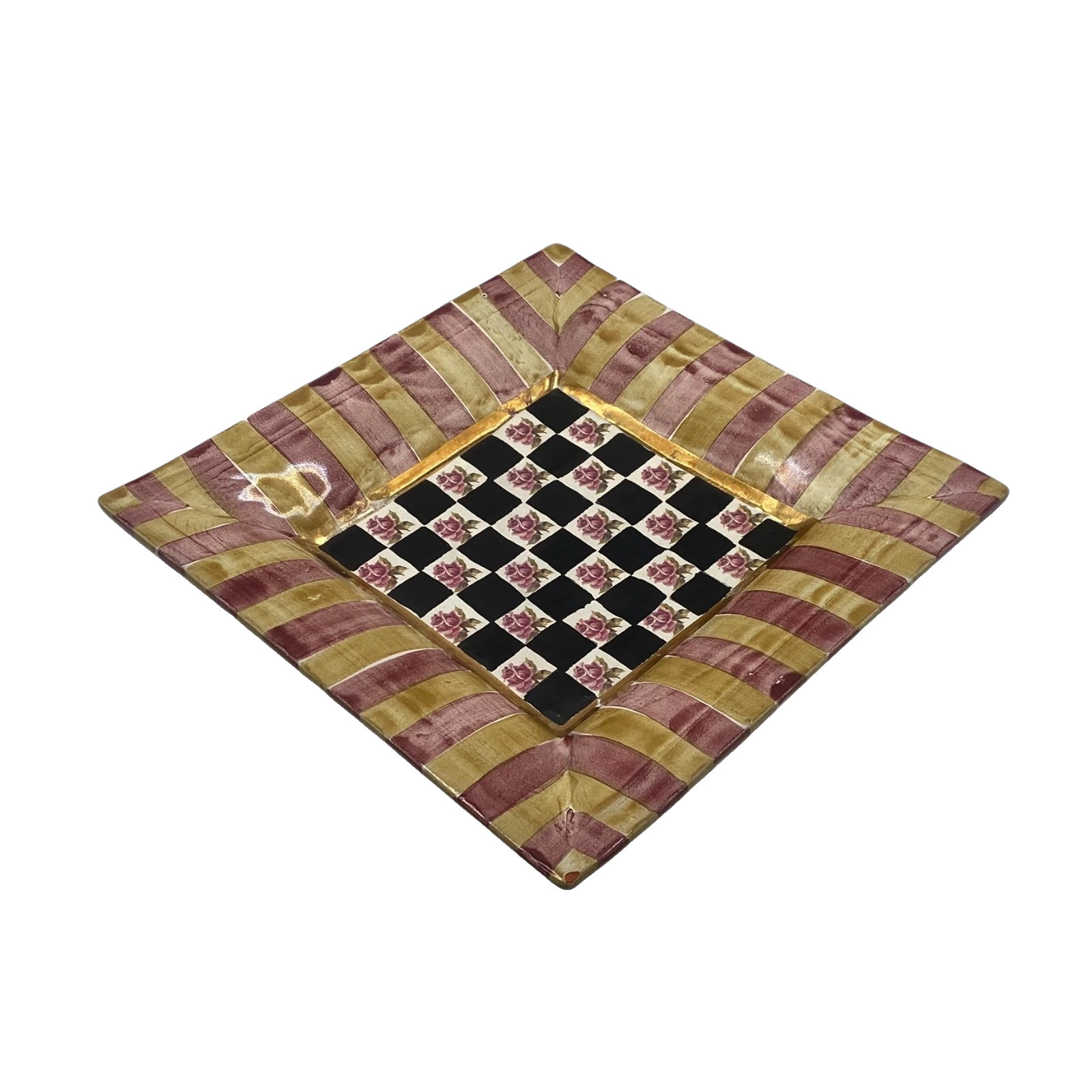 Vintage MacKenzie-Childs Torquay Frank & Mustard 9.5″ Square Platter Plate