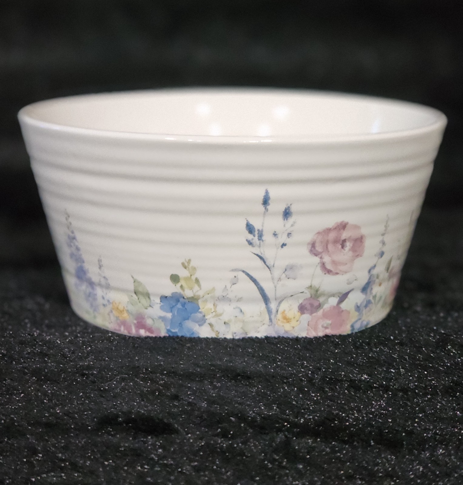 4 Watercolor Peeking Bunny & Flowers Cereal Bowls 6″ Ceramic Easter Flower Crown