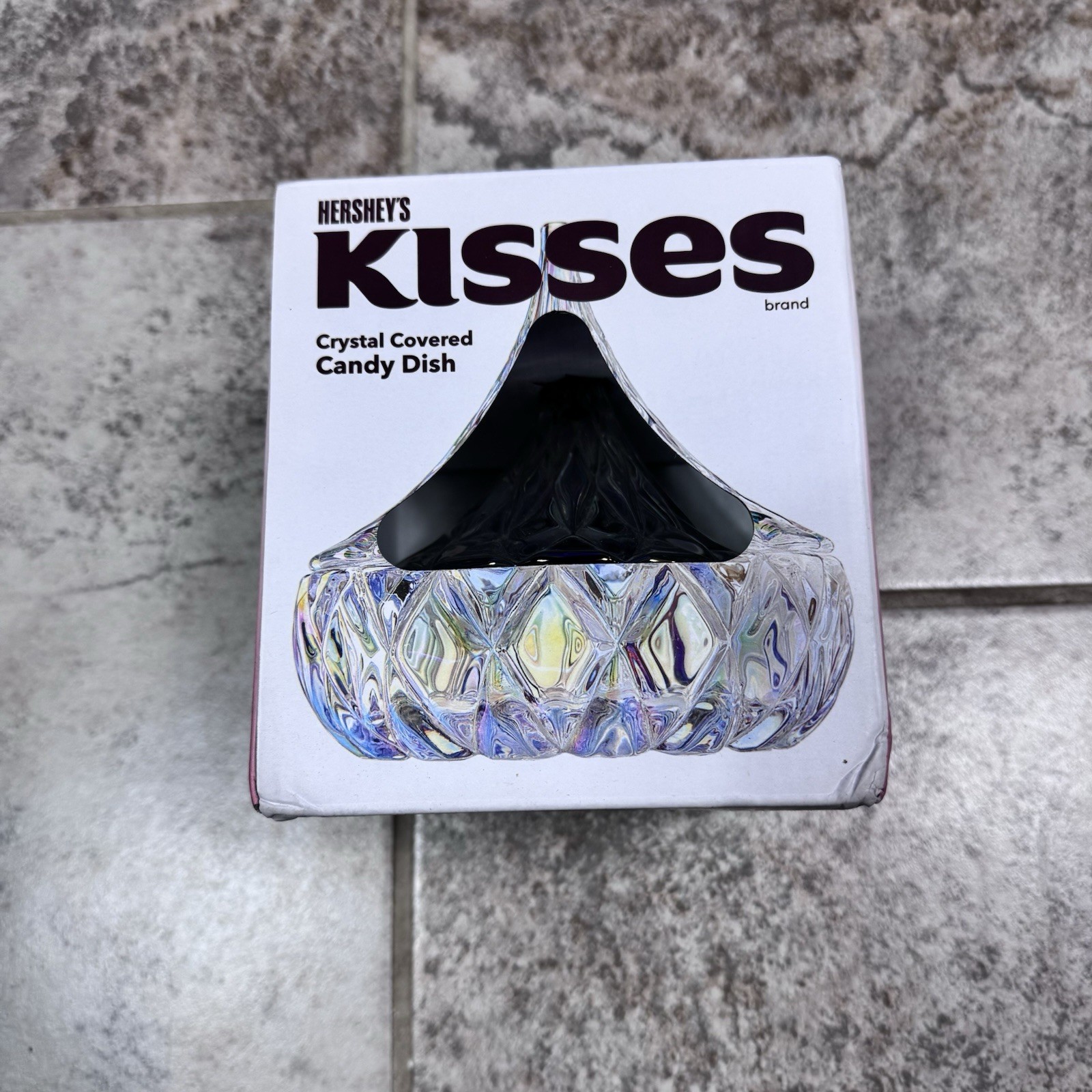 Hershey’s Kiss Iridescent Candy Dish Godinger Shannon Crystal Kisses Box Gift