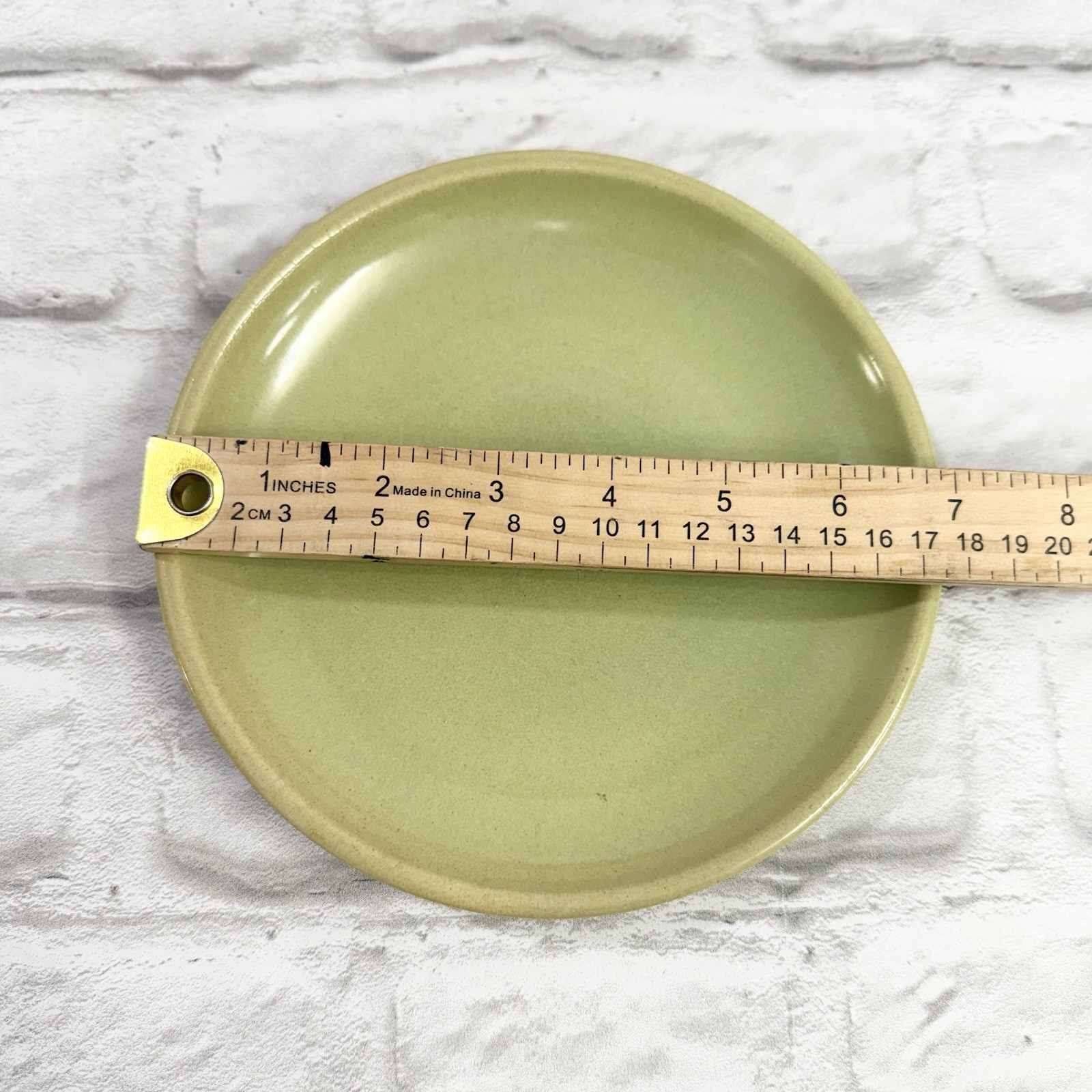 Vtg 1950’s La Solana Pottery Stoneware Salad Plates 6” Avocado Sage Green Set 4