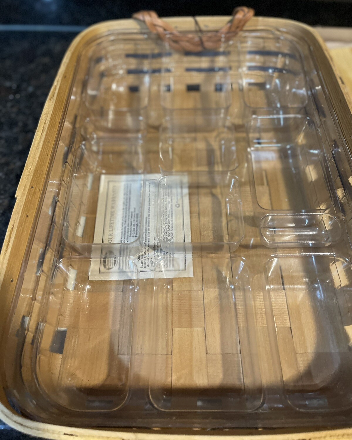 USA Peterboro Basket Co. 1854 Leather Handles, 2 Liner, Cutting Board 19x 13 x 4
