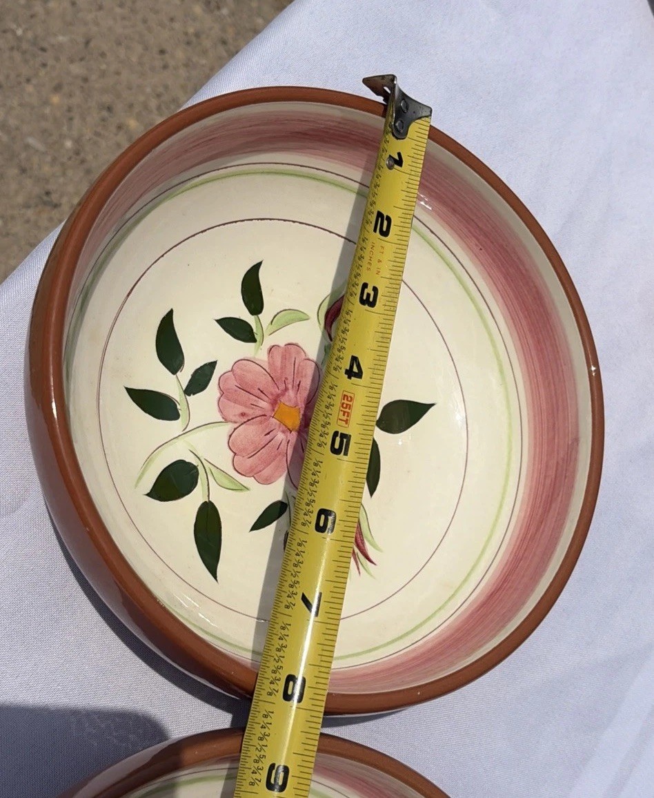 Set of 2 Stangl Wild Rose Pink Flower 7 7/8″ Cereal / Soup Bowls – Very Good!