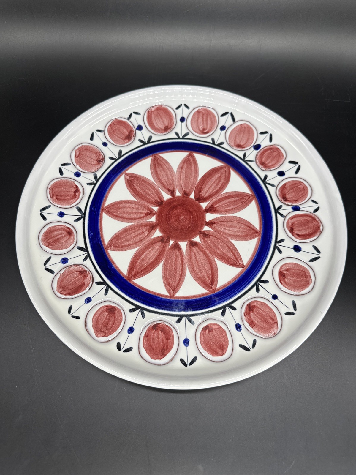 Scandinavian Norway Art Pottery Platter Pink Flowers 311/488 Graveren Norsk 12″
