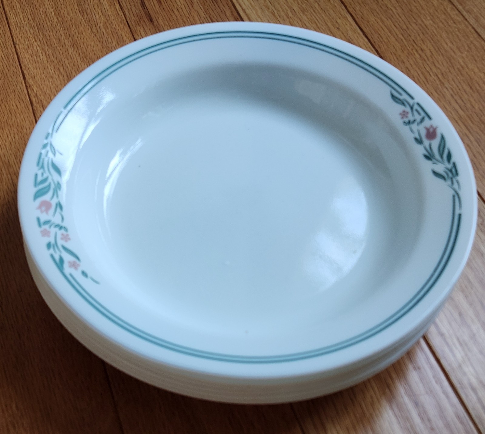Corelle Rosemarie Flat Rim Soup Pasta Bowls 8-1/2 in Set Lot 6