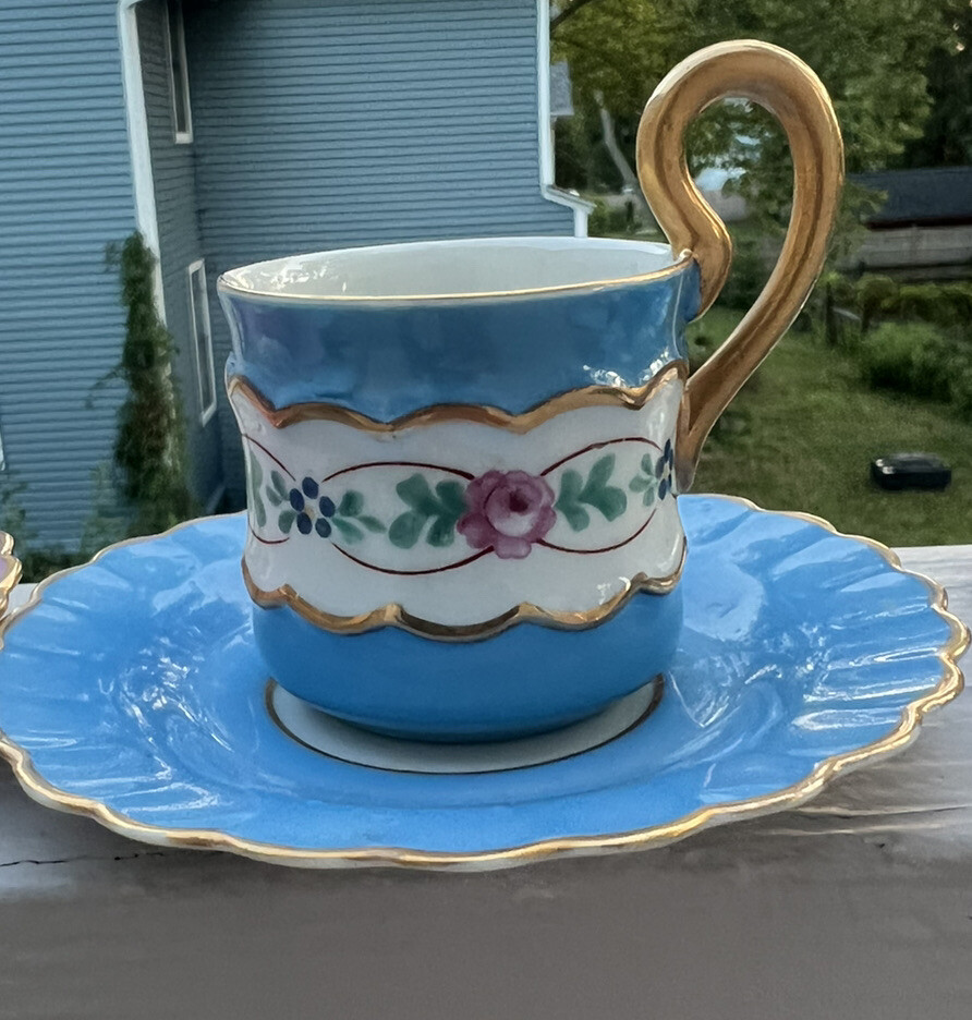 Vintage S.G.K. China Demitasse set of 3 Cup & Saucer Made In Occupied Japan