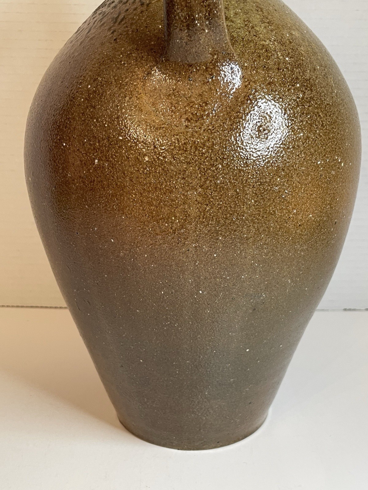 Vintage Large 12.5” Mark Hewitt North Carolina Pottery Jug Incised Cobalt Flower