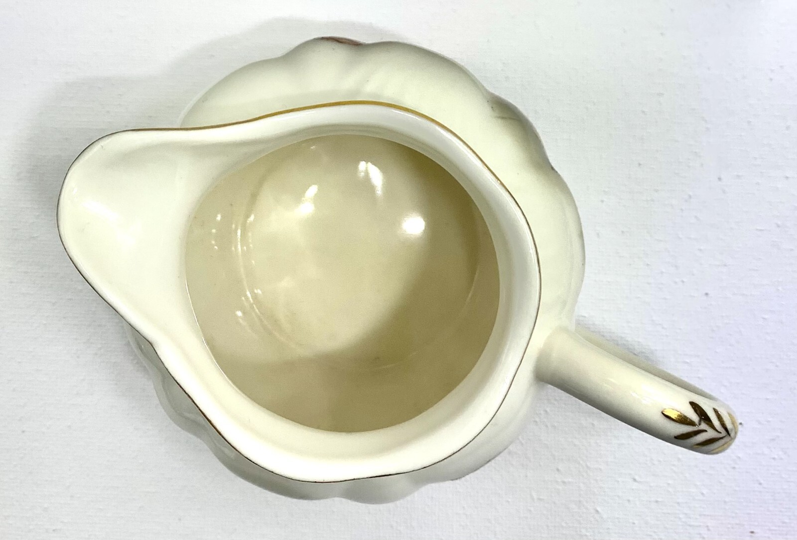 Peppertree Teaware Creamer Fine Porcelain Off-White with Pink Flowers Gold Trim