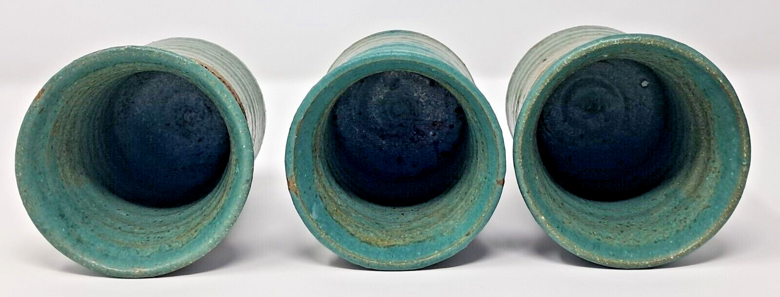 Stoneware Art Pottery Cups 8-9 fl oz Set of 6 turquoise glaze 4″ tall unique