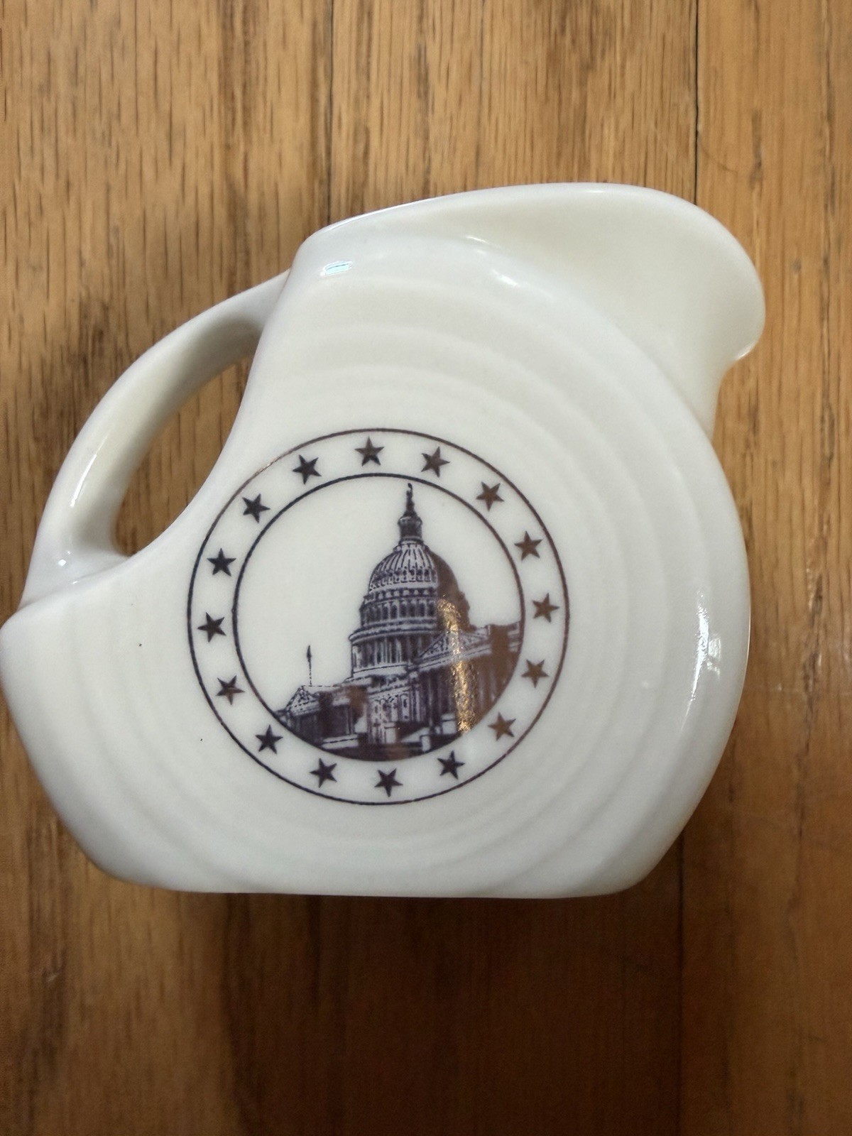 Fiesta ®️US Senate Capitol Gold on LINEN Mini Disk Pitcher / Creamer 2026 HTF