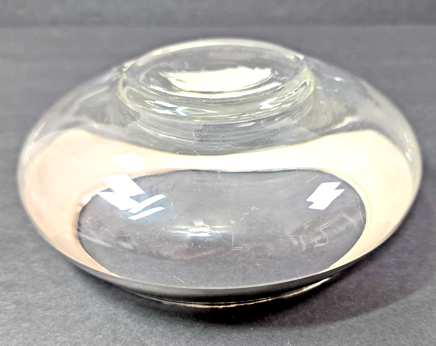 Dorothy Thorpe Allegro Silver Rim Glass Bowl MCM Hollywood Regency Home Decor