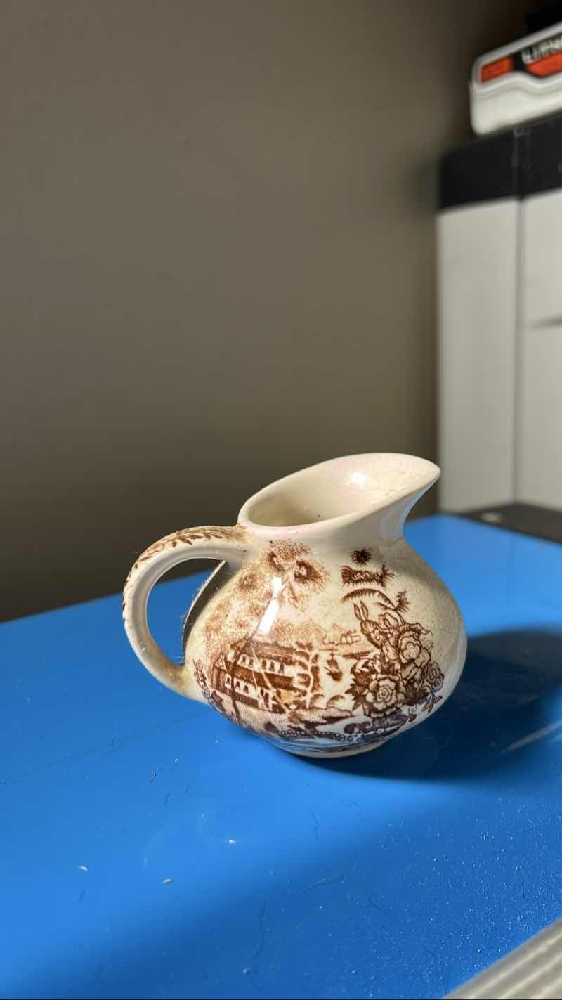 Royal Staffordshire Tonquin Brown Transferware Mini Creamer Pitcher
