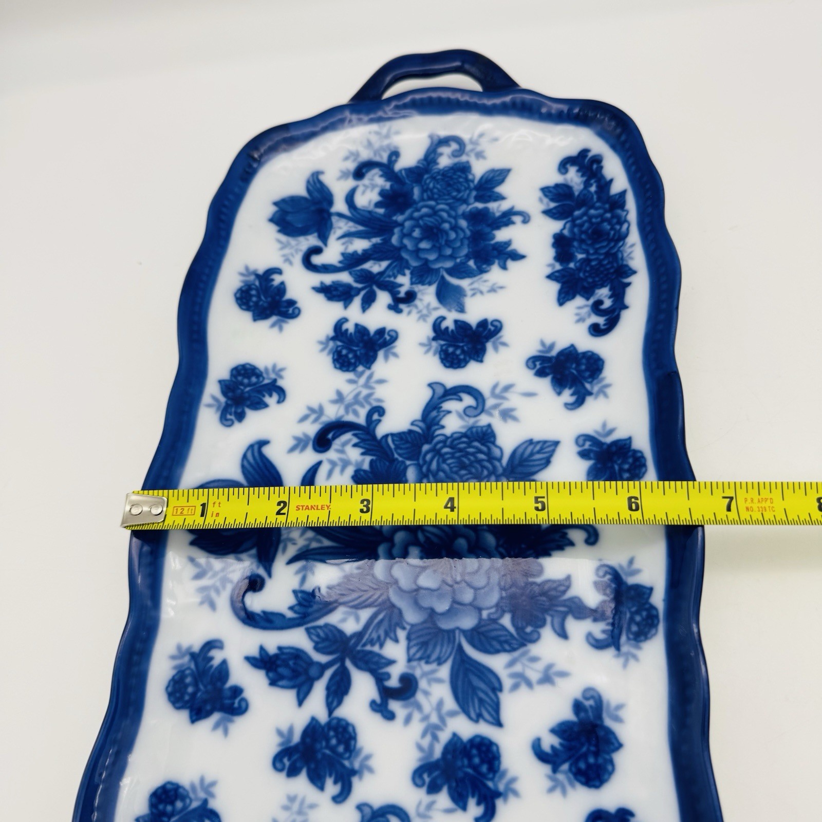 CRACKER BARREL Blue White Floral Rectangular Sandwich Tray 15.5” & Server VTG