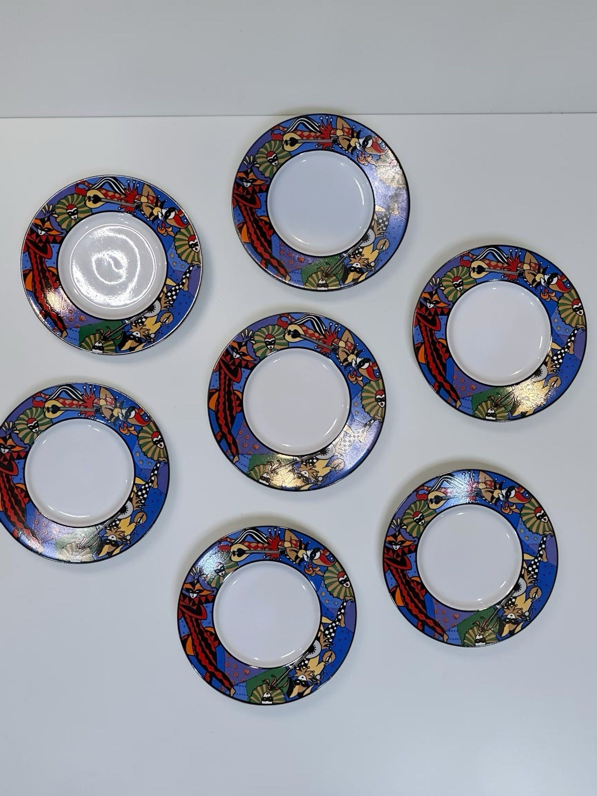 Sakura Verona 1993 Sue Zipkin Demitasse Espresso Cup Saucer Set 7 Vintage