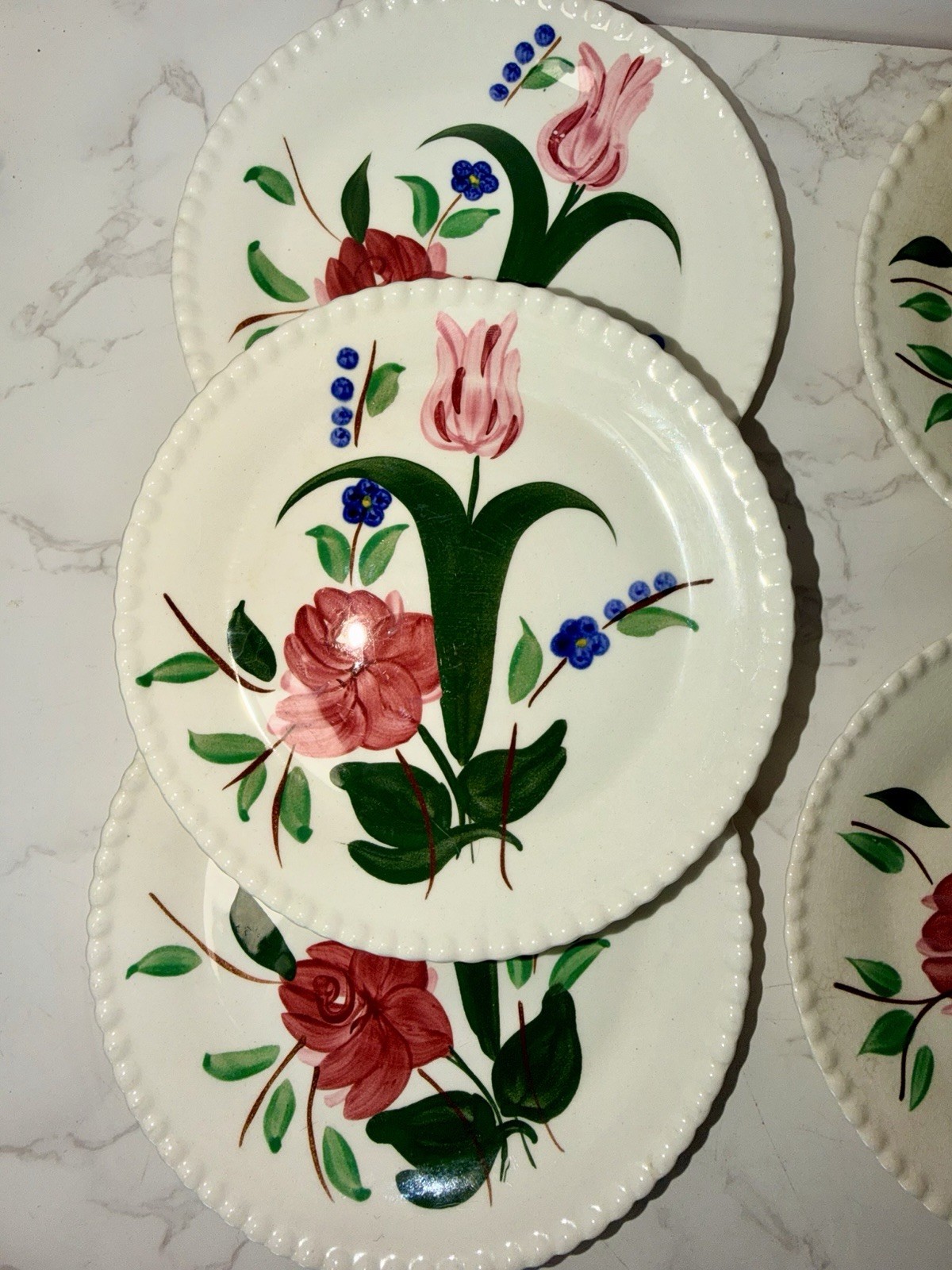 VTG Blue Ridge Pottery Bluebell Bouquet Plate 6″ Dessert Hand Painted USA EUC