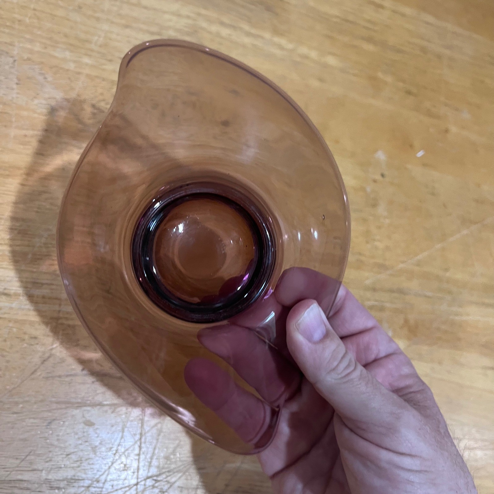 Vtg Viking Glass Amethyst Purple Mid Century Modern Oblong Asymmetrical Bowl