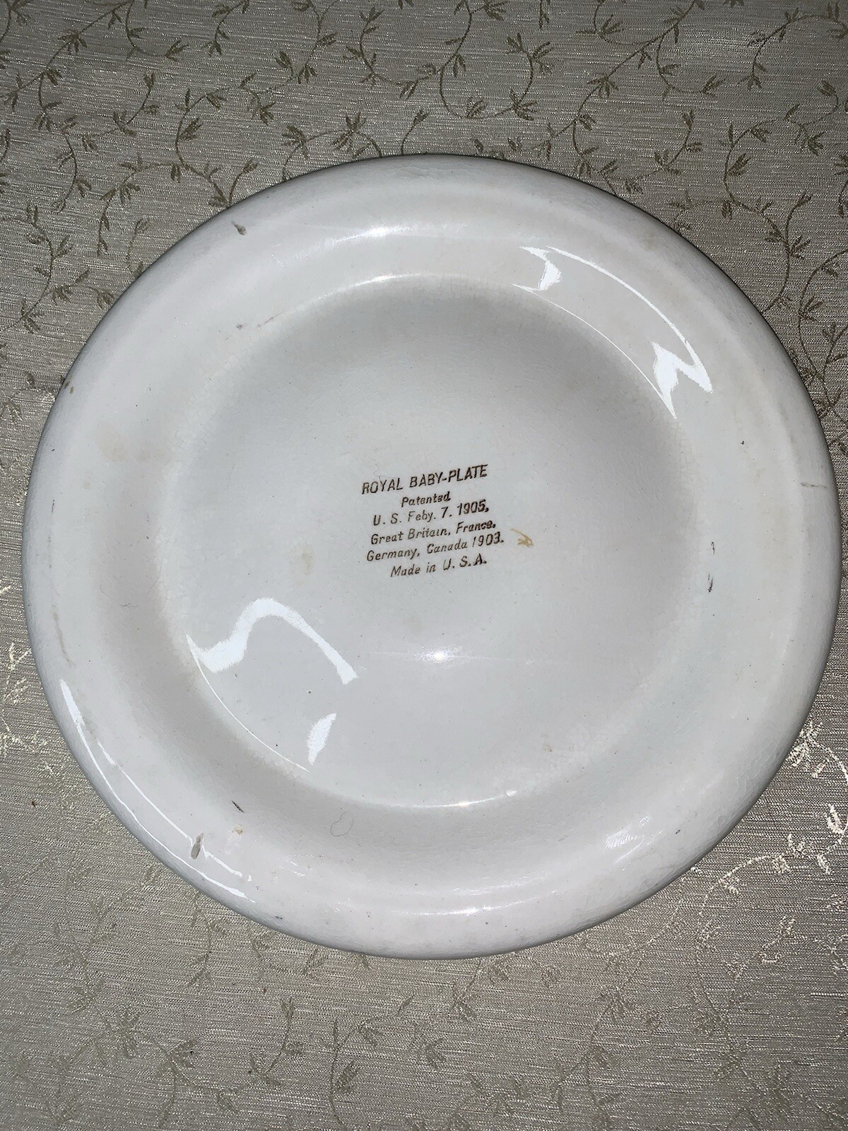 Antique Royal Baby Plate Bowl PAT. U.S. FEB 7, 1905 Two Dutch Girls Vintage
