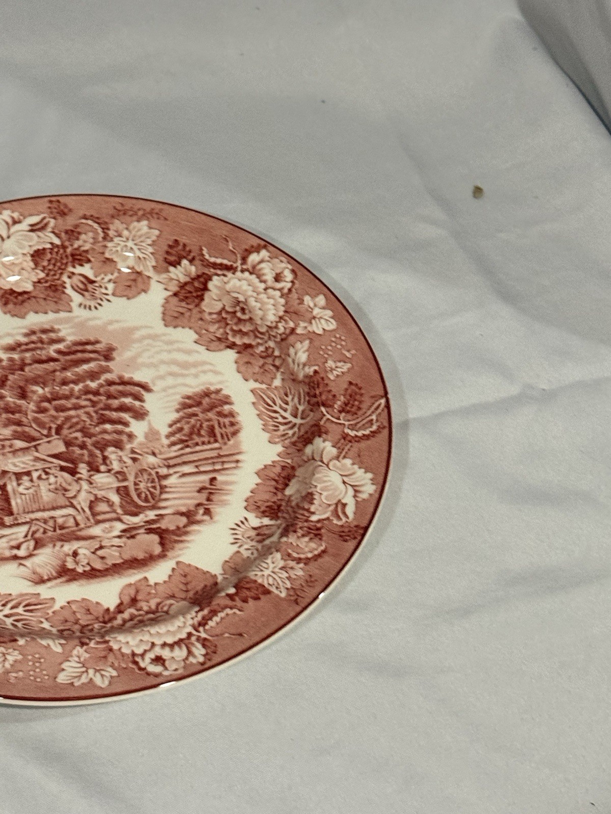 2 Vintage Woods & Sons English Scenery Red Transferware Oval Serving Plates