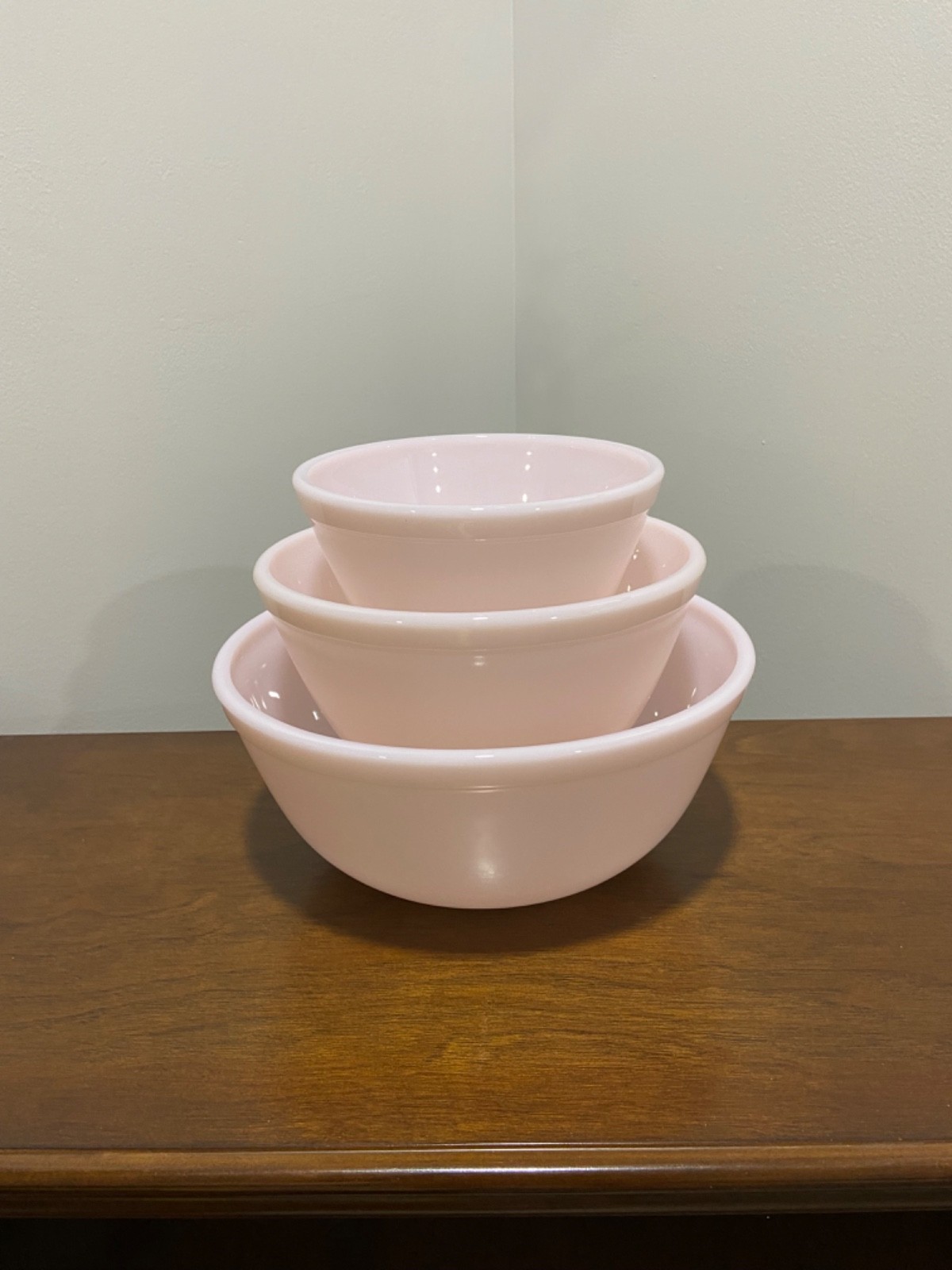 Mosser Glass USA Crown Tuscan Pink Set of 3 Mixing Bowls Brand New!!!