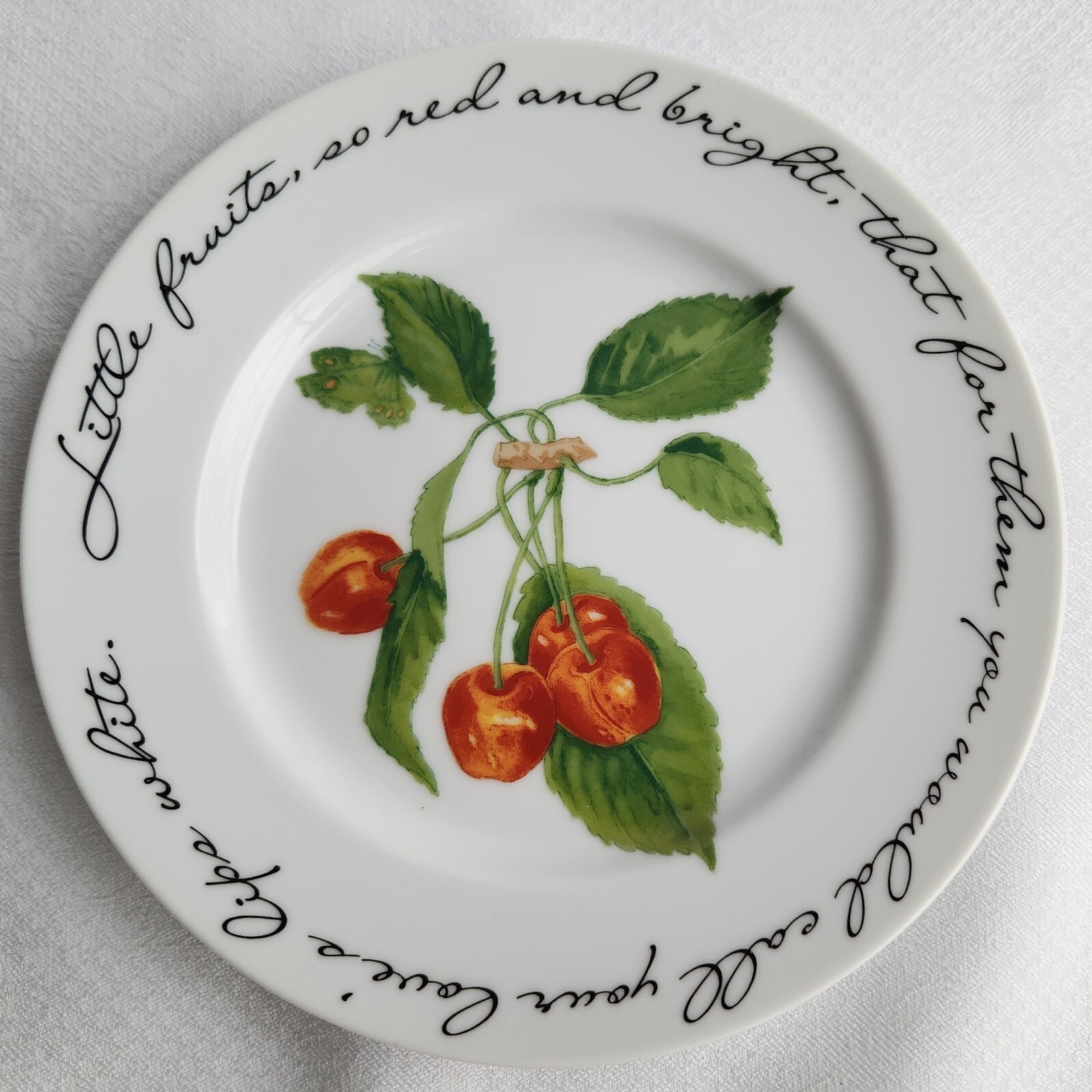 Williams Sonoma Orchard Suite Salad Dessert Plate Fruit Cherries Image Script Do