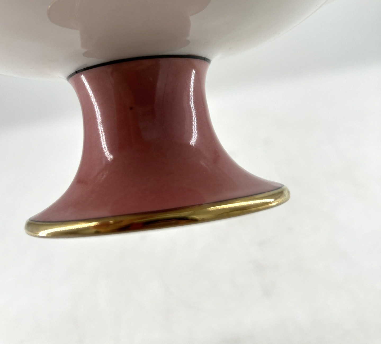 Noritake Pink Pedestal Floral Bird Gold Trim Dessert Candy Server 6.5″