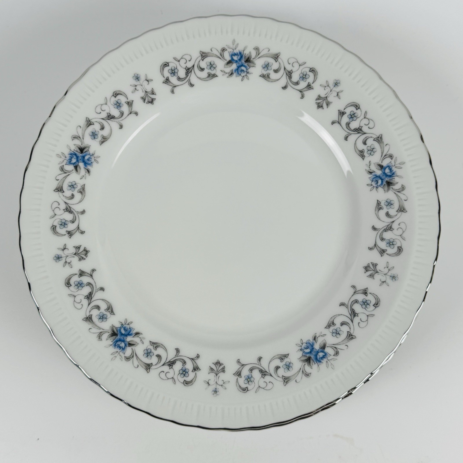 Harmony House Japan Minuet 7.5” Luncheon Plates Set Of 6 Blue Grey Flowers